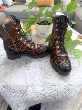 Michael Kors Khloe Mixed-Media Combat Boots